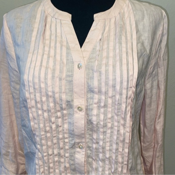 Sundance 100% Linen Long Sleeve Pink Button Front Top Boho Casual Tunic Small - Picture 6 of 9